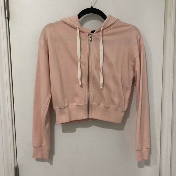Forever 21 Pink & White Cropped Hoodie 💖 - Picture 1 of 14